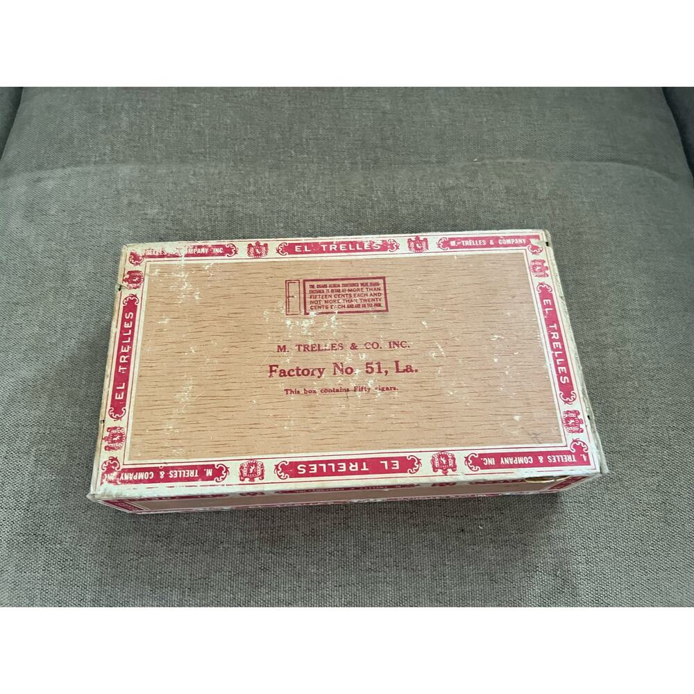 Vintage El Trelles Cigar Box 20 Cents Collectible Made In New Orleans Louisiana